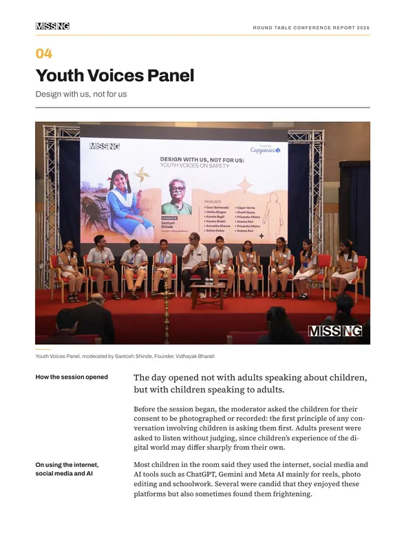 Youth voices panel page of the Round Table Conference Report 2026